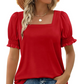 🏖️Summer Hot Sale 49% OFF💟Women's Casual Square Neck Smocked Sleeve T-Shirt