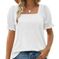 🏖️Summer Hot Sale 49% OFF💟Women's Casual Square Neck Smocked Sleeve T-Shirt