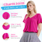 Women's Ruched V-Neck Short-Sleeve Top