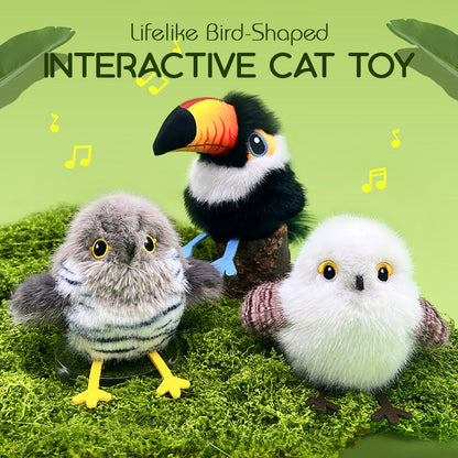 🐦 Interactive Bird Cat Toy – Lifelike Chirping & Flapping, USB Rechargeable, Soft Plush, Hanging Wand Design for Active Cats ✨🐾