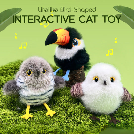 🐦 Interactive Bird Cat Toy – Lifelike Chirping & Flapping, USB Rechargeable, Soft Plush, Hanging Wand Design for Active Cats ✨🐾