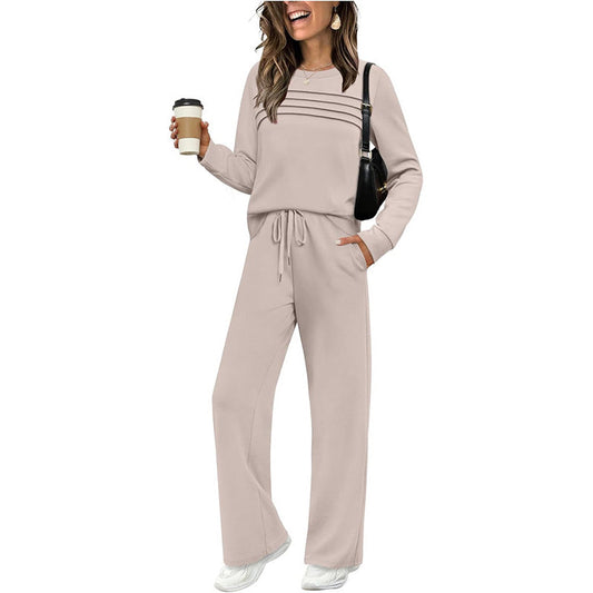 💜 LAST DAY PROMOTION - 50%OFF 💜 Women's Crew Neck Top & Drawstring Pants Set