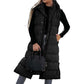 ❄️HOT SALE 50% OFF🍂Women's Long Puffer Vest with Quilted Hood & Button Down Closure