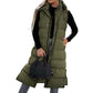❄️HOT SALE 50% OFF🍂Women's Long Puffer Vest with Quilted Hood & Button Down Closure