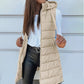 ⏰50% OFF🔥Long puffer vest for women 👗 | Solid color | Sleeveless | With hood | Winter clothing 💕