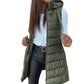 ⏰50% OFF🔥Long puffer vest for women 👗 | Solid color | Sleeveless | With hood | Winter clothing 💕