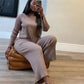 Women's Simple Vintage Split Hem Knit Set
