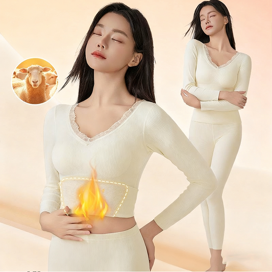 Women’s Lace V Neck Thermal Underwear Set