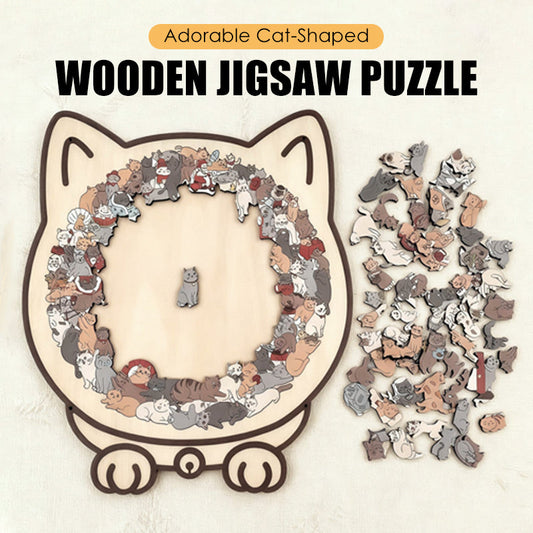 🎁Christmas Hot Sale 49% OFF🎄Adorable Cat-Shaped Wooden Jigsaw Puzzle