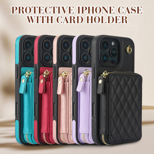 Protective iPhone Case with Detachable Strap & Card Holder