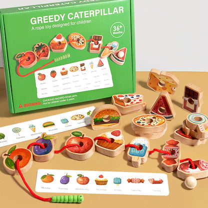 Wooden Greedy Caterpillar Rope Toy for 3+ Year Old