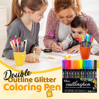🔥Black Friday Sale 🎁 Double Outline Glitter Coloring Pen Set