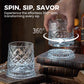 🥃 360° Rotating Whiskey Glass with Decoupled Base – Stress-Relieving Spin, Enhances Aroma, Lead-Free Crystal, 300ml – Perfect for Scotch, Bourbon & Cocktails (Gift Box)