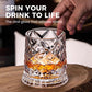 🥃 360° Rotating Whiskey Glass with Decoupled Base – Stress-Relieving Spin, Enhances Aroma, Lead-Free Crystal, 300ml – Perfect for Scotch, Bourbon & Cocktails (Gift Box)