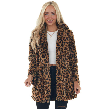 Women's Casual Loose Plush Leopard Coat| Super Soft Warm Stylish Winter Jacket | Viral Fall Winter Outfit