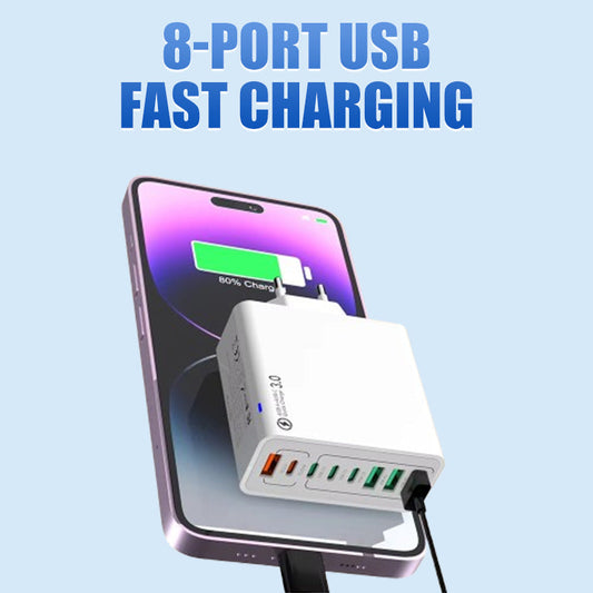 📢📢50%  OFF !! ⏰🌟8-Port USB Fast Charging Mobile Phone Charger
