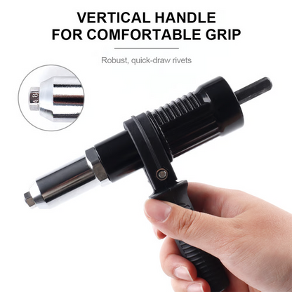 Drill-Powered Rivet Gun Adapter 🔩🔧 – 4 Nozzles, Alloy Steel, Fast & Effortless