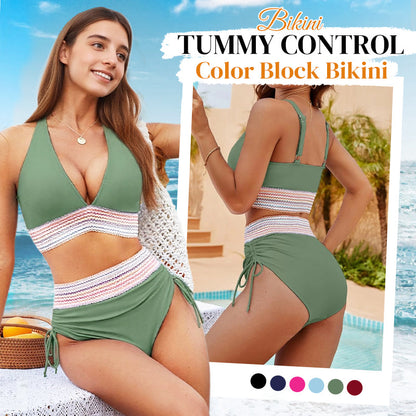 🔥Summer Sale 49% OFF👙Tummy Control Color Block Bikini Set