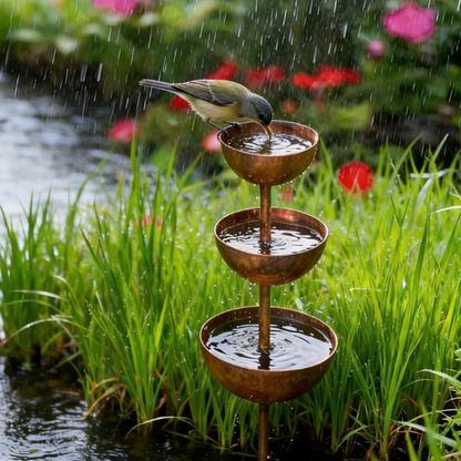 🐦Free Shipping☔️3-Tier Rustic Metal Bird Feeder & Drinker Stake