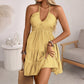 Halter Neck Ruched Bust Tiered Mini Dress