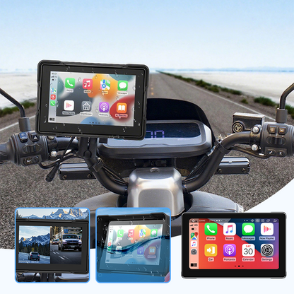 ⏰🔥LIMITED TIME 50% OFF! 📹🏍️ Motorcycle Dash Cam Front & Rear – IPX6 Waterproof, Wireless CarPlay & Android Auto, 5"/7" IPS Screen ✨💧
