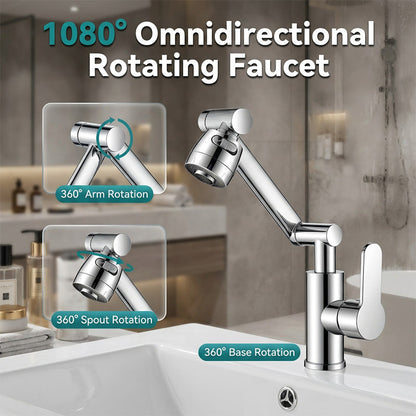🥳2026 HOT SALE🥳💞50K+ SOLD!✨ 50% OFF! 🚰 1080° Rotating Mechanical Arm Faucet – Dual Flow Mode (Bubble/Spray), Extended Reach for Hair Washing & Filling Large Pots – Rust-Resistant, Hot & Cold Mixer – for Kitchen or Utility Sink