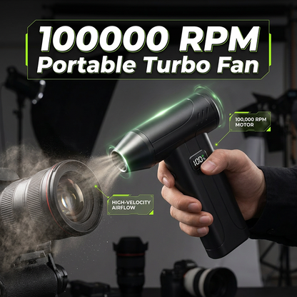 💨 100,000 RPM Portable Turbo Fan – Rechargeable Air Duster with LED Light & Battery Display – Removes Dust from Keyboard, PC, Car – Eco-Friendly Alternative to Canned Air