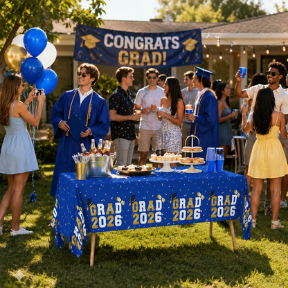 Only 3 days left – grab it before it's gone! ⏰🎓Graduation 2026 Tablecloth – Linen Material, Easy Clean, Fade‑Resistant Print – Multiple Sizes for Dining & Buffet Tables – Perfect Party Decor for Grad Celebration🥳🎉