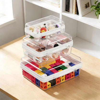 🔥50% Rabatt！❄️📦 Hard Shell Transparent Storage Bags – PET Crystal Clear, Waterproof, Stackable, Multi Sizes – Perfect for Travel, Cosmetics, Toys & Home Organization (Pink/White/Black)
