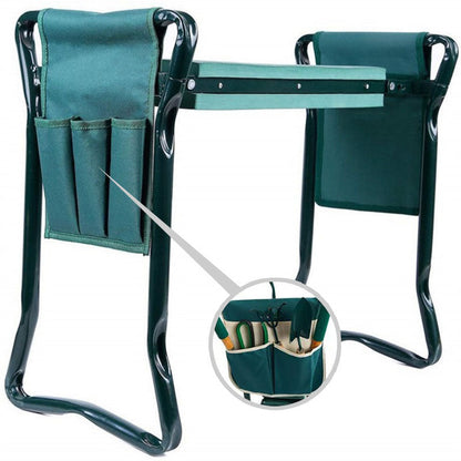 🌿🎁 Sit & Kneel Folding Gardening Stool – 2-in-1 Portable Garden Seat & Kneeler with Tool Bag, Best Gift for Dad 🧑‍🌾