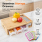 Bamboo Prep Station with Built‑in Graters & Storage Drawers – 4‑in‑1 Chopping Board with Slide‑Out Containers – Knife‑Friendly, Space‑Saving Kitchen Organiser – Hand Wash