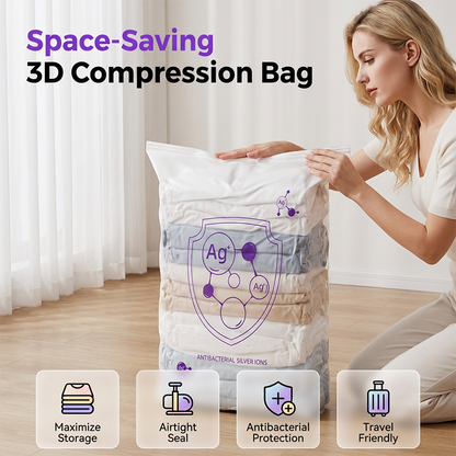 ⏰ Limited time pre‑order – secure yours today!🧺 Press-to-Compress Vacuum Storage Bags – No Pump Needed, Silver Ion Anti‑Bacteria, Space Saving – for Quilts, Winter Coats, Bedding – 2 Sizes (PA+PE)
