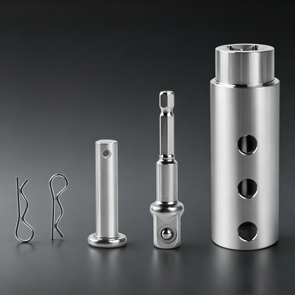 🏆🔩 50% OFF🔩 🔧 Jack Socket Adapter – Power Drill or Manual Ratchet, Fits 1" Drive Shaft, Aluminium, Quick‑Pin Lock – Effortless Levelling for Trailers & Campers
