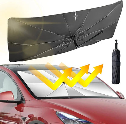 ☀️🚗 Upgraded 360° Rotatable Windshield Sun Shade – Bendable Handle, 55x31 inch, UV Reflector Umbrella for Car, SUV & Van, Compact Foldable 🛡️