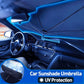 ☀️🚗 Upgraded 360° Rotatable Windshield Sun Shade – Bendable Handle, 55x31 inch, UV Reflector Umbrella for Car, SUV & Van, Compact Foldable 🛡️