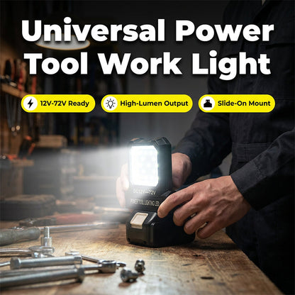 Universal LED Work Light for Power Tool Batteries – 12V-72V Wide Voltage, 10W Super Bright Floodlight, Impact-Resistant, Compatible with DeWalt, Makita, Bosch & More – Ideal Garage & Job Site Lighting