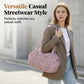 Slouchy Leopard Print Tote Bag – Soft Faux Suede, Lightweight Large Capacity Shoulder Bag with Zip Closure, Casual Streetwear Style for Everyday