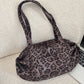 Slouchy Leopard Print Tote Bag – Soft Faux Suede, Lightweight Large Capacity Shoulder Bag with Zip Closure, Casual Streetwear Style for Everyday