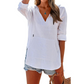 👚V-Neck Cotton-Linen Hooded Top – Lightweight Long Sleeve with Kangaroo Pocket & Adjustable Drawstring Hood, Versatile Layering Essential for Casual & Street Style
