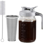 Cold Brew Coffee Maker – 32oz / 64oz Glass Pitcher, Ultra-Fine Stainless Steel Filter, Leak-Proof Flip Lid, Measurement Markings & Cleaning Brush, Perfect for Smooth Homemade Iced Coffee
