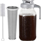 Cold Brew Coffee Maker – 32oz / 64oz Glass Pitcher, Ultra-Fine Stainless Steel Filter, Leak-Proof Flip Lid, Measurement Markings & Cleaning Brush, Perfect for Smooth Homemade Iced Coffee