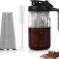 Cold Brew Coffee Maker – 32oz / 64oz Glass Pitcher, Ultra-Fine Stainless Steel Filter, Leak-Proof Flip Lid, Measurement Markings & Cleaning Brush, Perfect for Smooth Homemade Iced Coffee