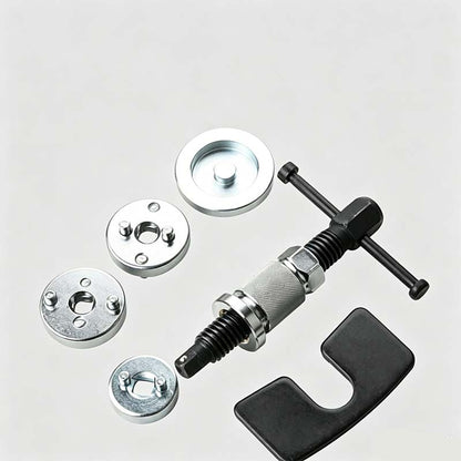Brake Caliper Compression Tool Kit – Heavy-Duty CR-V Steel, Chrome-Plated Rust-Resistant, Precision T-Handle, Multiple Adapters for Universal Car Fit – Ideal for DIY & Professional Brake Pad Replacement