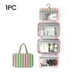 🔥🔥Hot seller recently!🥳Striped Hanging Toiletry Bag – 4 Transparent Compartments, Water-Resistant, Foldable Tote with Hook, Travel Organiser for Cosmetics & Toiletries, Multiple Colours