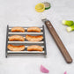 Stainless Steel Hot Dog Roller – Grill 5 Sausages at Once, Removable Hardwood Handle, Even Cooking, Fits Inside Closed BBQ Lid – Perfect Grilling Accessory for Garden & Camping🌭🔥