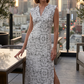 💃Women’s V-Neck Sleeveless Maxi Dress with Side Slit – Tropical Leaf & Abstract Prints, Flowy Full-Length, Sizes S-5XL, Perfect for Holidays, Weddings & Evening Wear