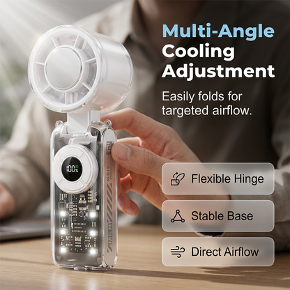 💨Last Day Sale 50% OFF！！🔥Semiconductor Cooling Handheld Fan ❄️ – Foldable, Digital Display, 6-8H Battery, Turbo Airflow, Cyberpunk Mini Pocket Fan