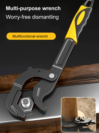 Labor-Saving Universal Wrench 🔧 – Adjustable Jaw for Hexagonal, Square & Damaged Nuts, Chrome-Vanadium Steel, Multi-Size Grip for DIY & Car Repair
