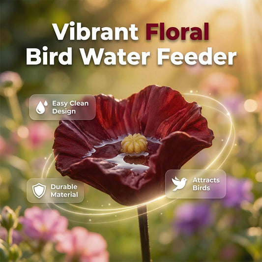 🥳2026 HOT SALE🥳💞30K+ SOLD! !ibrant Floral Bird & Bee Water Feeder 🌺🐦 – Weather-Resistant Garden Decor, Shallow Basin for Easy Refill, Attract Wildlife to Patio & Balcony