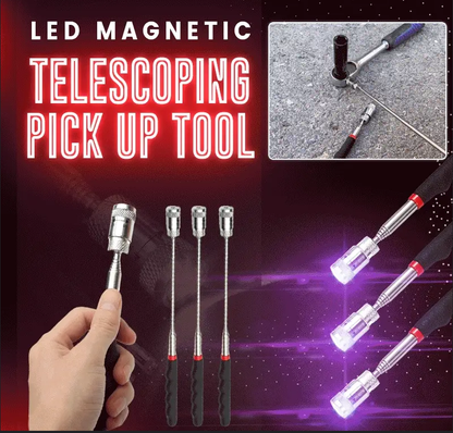 LED Magnetic Telescopic Pick Up Tool 🔦🧲 – Extends 69cm, 6.8kg Lift, Strong Magnet & Light for Retrieving Fallen Metal Parts – Lightweight 76g